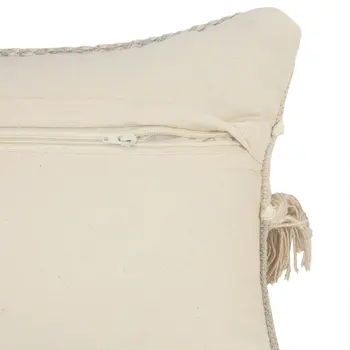 14" X 36" Beige And Gray Cotton Chevron Throw Pillow