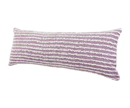 14" X 36" Purple and Cream Throw Pillow