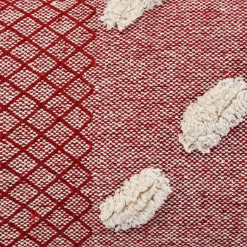 14" X 36" Heute Red And Cream 100% Cotton Geometric Zippered Pillow