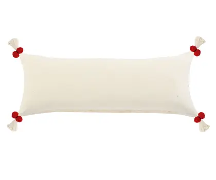 14" X 36" Heute Red And Cream 100% Cotton Geometric Zippered Pillow