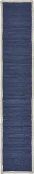 80" Navy Blue And Natural Solid With Border Cotton Table Runner