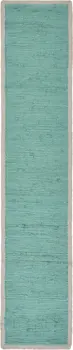 80" Turquoise And Natural Solid With Border Cotton Table Runner
