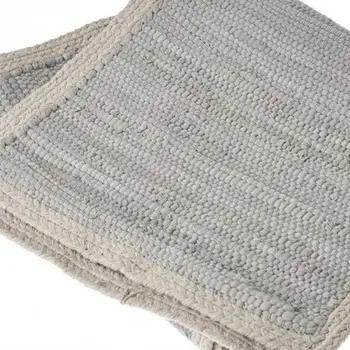 80" Light Gray And Natural Solid With Border Cotton Table Runner