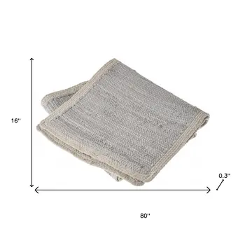 80" Light Gray And Natural Solid With Border Cotton Table Runner