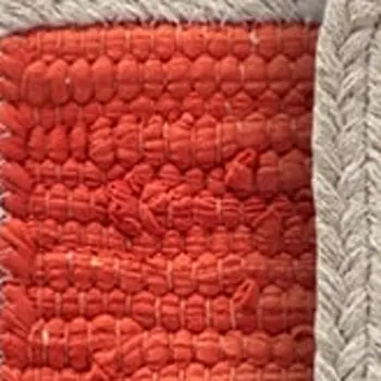 19" Set of Four Orange And Natural Solid With Border Cotton Placemats