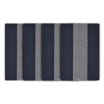19" Set of Four Navy Blue And White Striped Cotton Placemats