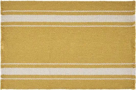 19" Set of Four Yellow And White Striped Cotton Placemats