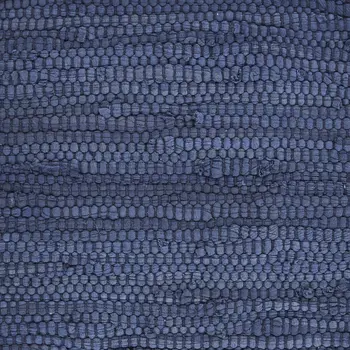 19" Set of Four Navy Blue And Natural Solid With Border Cotton Placemats