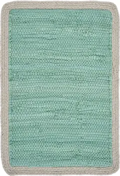 19" Set of Four Turquoise and Natural Solid With Border Cotton Placemats