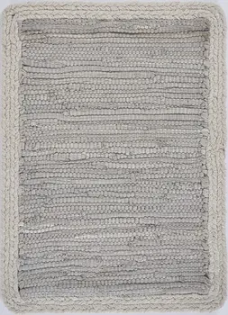 19" Set of Four Gray And Natural Cotton Placemats