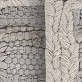 19" Set of Four Gray And Natural Cotton Placemats