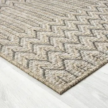 8' X 10' Gray Chevron Handmade Indoor Outdoor Area Rug