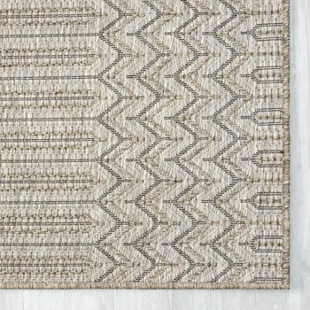 8' X 10' Gray Chevron Handmade Indoor Outdoor Area Rug