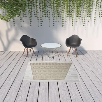 5' X 7' Gray Striped Handmade Indoor Outdoor Area Rug