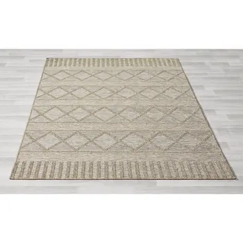 8' X 10' Gray Striped Handmade Indoor Outdoor Area Rug