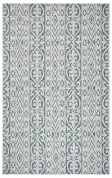 2' X 3' Blue Damask Indoor Outdoor Area Rug