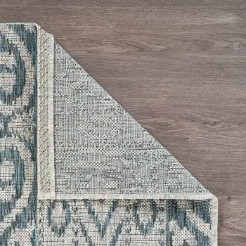 2' X 3' Blue Damask Indoor Outdoor Area Rug