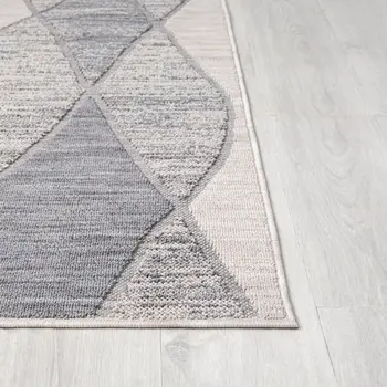 5' X 7' Blue and Gray Abstract Geometric Indoor Outdoor Area Rug