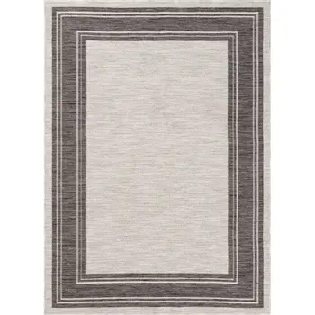 8' X 9' Gray And Ivory Indoor Outdoor Area Rug