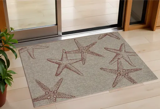 3' X 5' Gray Starfish Indoor Outdoor Area Rug