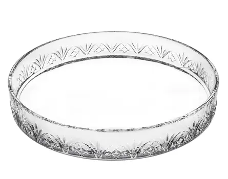 12" Clear Round Cut Crystal Serving Tray