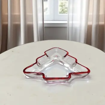 8" Red Christmas Tree Crystal Christmas Serving Tray