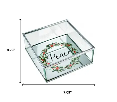 6" Silver Glass Christmas Vanity Tray