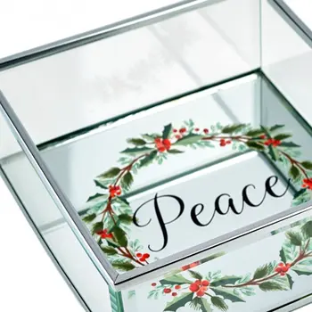 6" Silver Glass Christmas Vanity Tray