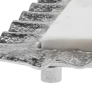 18" White and Silver Rectangular Marble Serving Tray