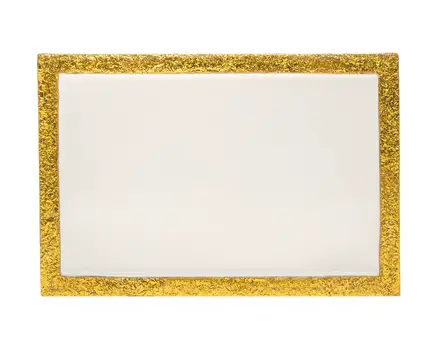 9" Gold and White Rectangular Metal Serving Tray