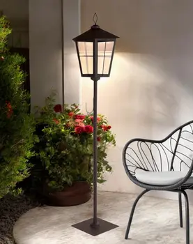 43" Black Geometric Glass And Metal Floor Lantern Candle Holder