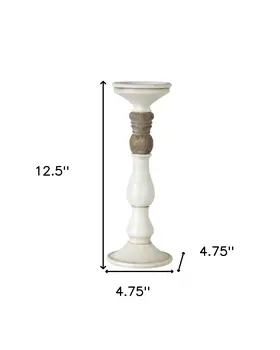 Set of Three Ivory and Natural Resin Tabletop Pillar Candle Holders