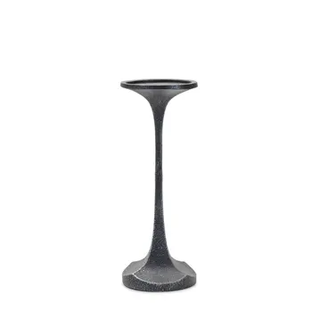 Set of Three Dark Gray Distressed Abstract Polyresin Tabletop Pillar Candle Holders