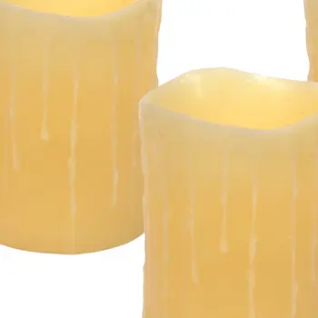 Set of Three Yellow Flameless Pillar Candle