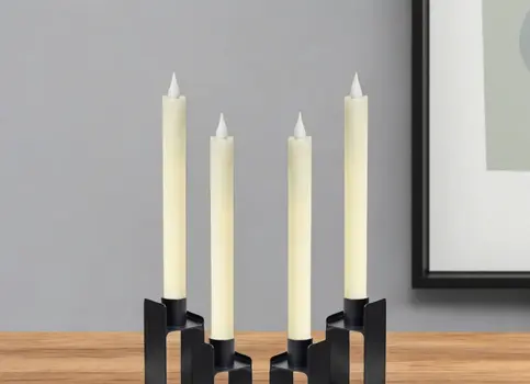 Set of Four Beige Flameless Taper Candle