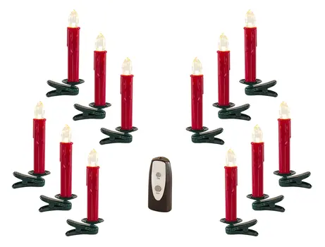 Set of Twentyfour Red Flameless Christmas Clip On Taper Candle