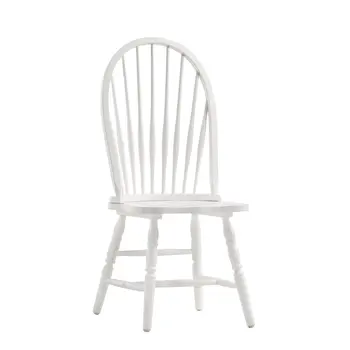 White Wood Windsor Back Dining Side Chair