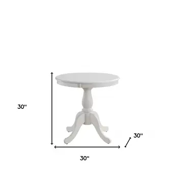 30" White Rounded Solid Manufactured Wood Pedestal Base Dining Table
