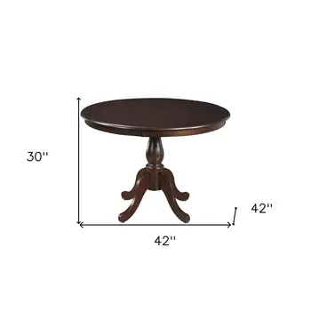 42" Espresso Rounded Solid Manufactured Wood Pedestal Base Dining Table