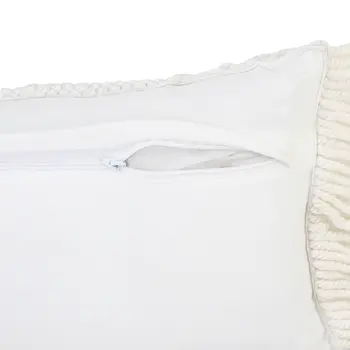 14" X 36" White Textured Indoor Outdoor Throw Pillow With Fringe