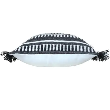 20" X 20" Black Zippered Geometric Indoor Outdoor Throw Pillow