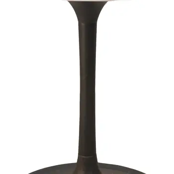 30" White And Black Rounded Marble And Iron Pedestal Base Dining Table