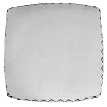 18" White Cotton Chevron Pouf Ottoman