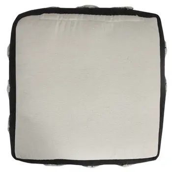 18" Black Cotton Geometric Pouf Ottoman