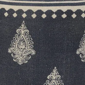 18" Blue Cotton Cylinder Paisley Pouf Ottoman