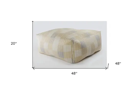 48" Cream Cotton Patchwork Pouf Ottoman
