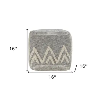 16" Gray Fabric Pouf Ottoman