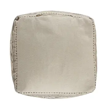 20" Beige Cotton Tribal Pouf Ottoman