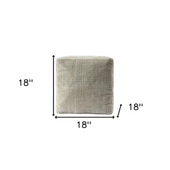 18" Beige Abstract Pouf Ottoman
