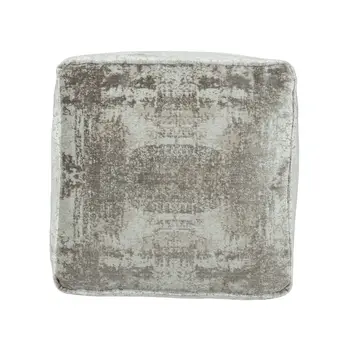18" Gray Abstract Pouf Ottoman